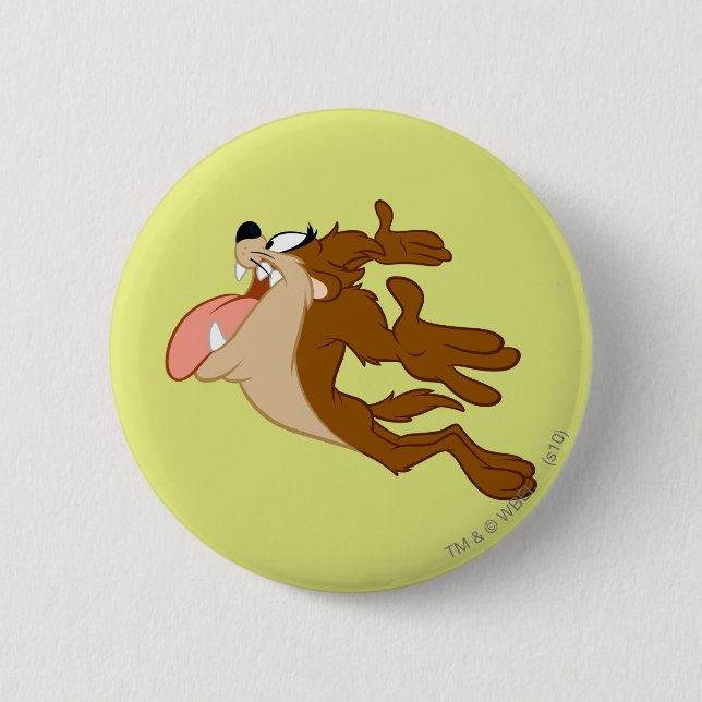 Chapa Redonda De 5 Cm TAZ™ flying through the air (Anverso)