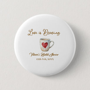 Chapa Redonda De 5 Cm Taza de café blanca Love is Brewing corazón regalo