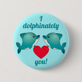 Chapa Redonda De 5 Cm ¡Te amo delfinadamente [pareja de delfines kawaii]