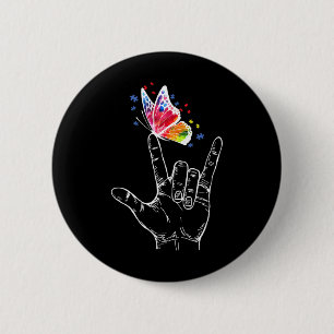 Chapa Redonda De 5 Cm Te Amo El Autismo De La Mariposa Del Idioma Del Ró