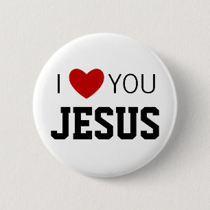 Chapa Redonda De 5 Cm Te amo Jesús   Corazón de fe cristiana moderna