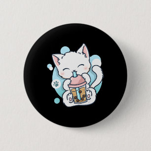Chapa Redonda De 5 Cm Té de burbuja de té Boba Kawaii Anime japonés Neko