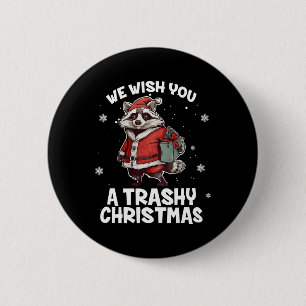 Chapa Redonda De 5 Cm Te Deseamos Un Trashashy Navidades Raccoon Animal