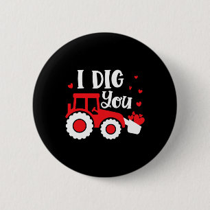 Chapa Redonda De 5 Cm Te Quiero Tractor Construcción Corazón Amoroso San