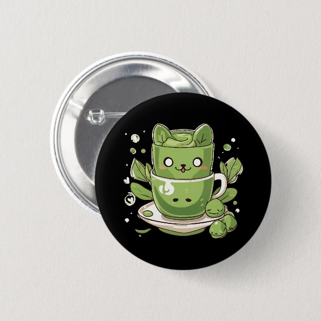 Chapa Redonda De 5 Cm té verde matcha (Anverso y reverso)