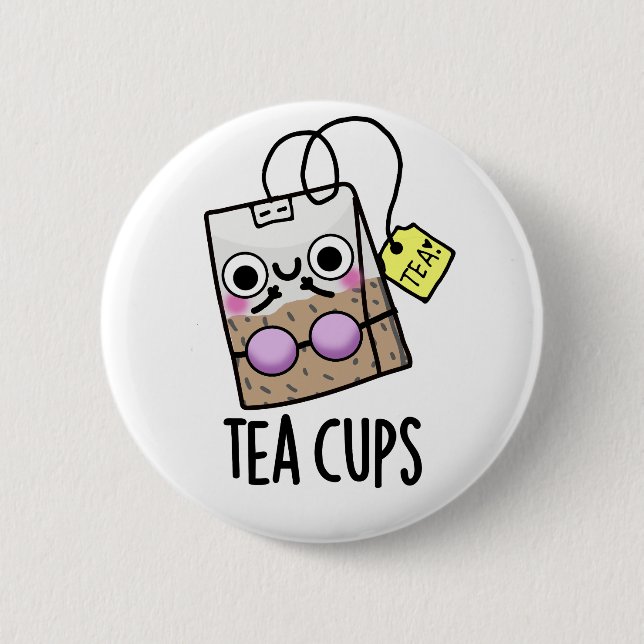 Chapa Redonda De 5 Cm Tea Cups Funny Bra Puns (Anverso)