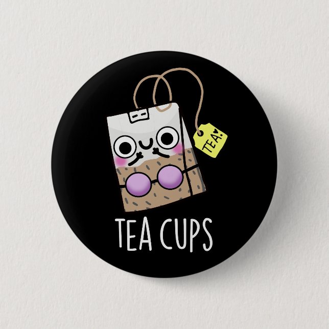 Chapa Redonda De 5 Cm Tea Cups Funny Bra Puns Dark BG (Anverso)