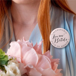 Chapa Redonda De 5 Cm TEAM BRIDE Script Diamond Boda Bridal Party