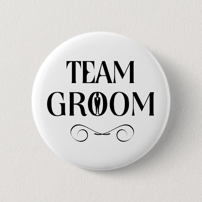 Chapa Redonda De 5 Cm Team Groom - Groomsmen Pin (Anverso)