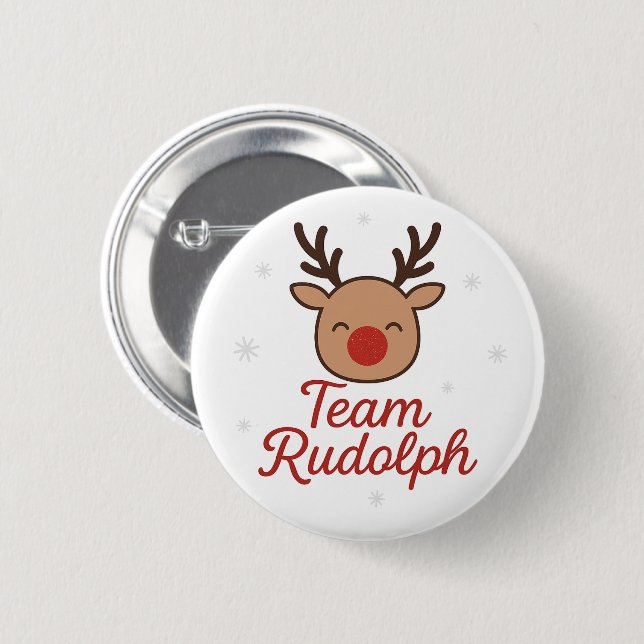 Chapa Redonda De 5 Cm Team Rudolph Funny Cute Christmas (Anverso y reverso)