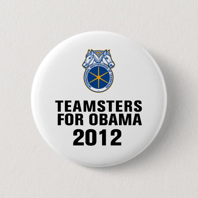 Chapa Redonda De 5 Cm Teamsters para Obama (Anverso)