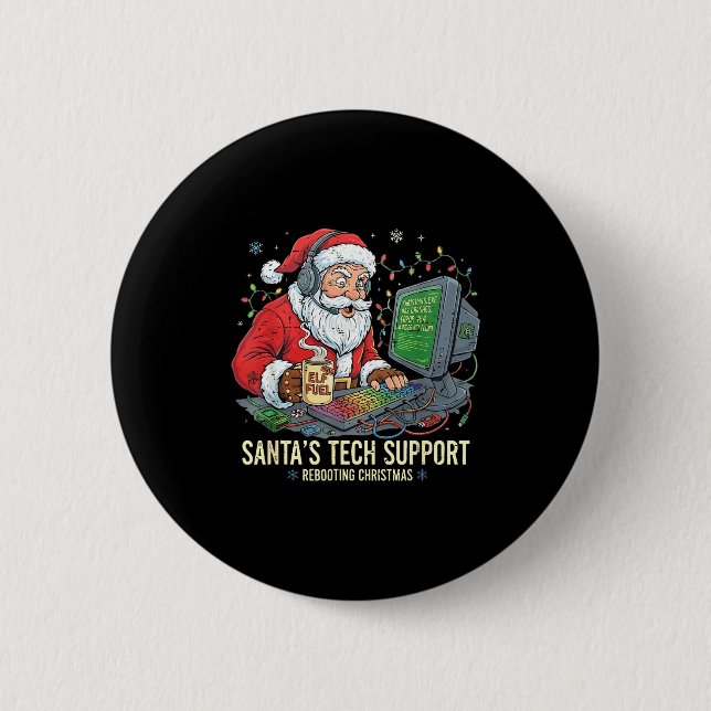 Chapa Redonda De 5 Cm Tech Support Rebooting s Computer Santa Santa Humo (Anverso)