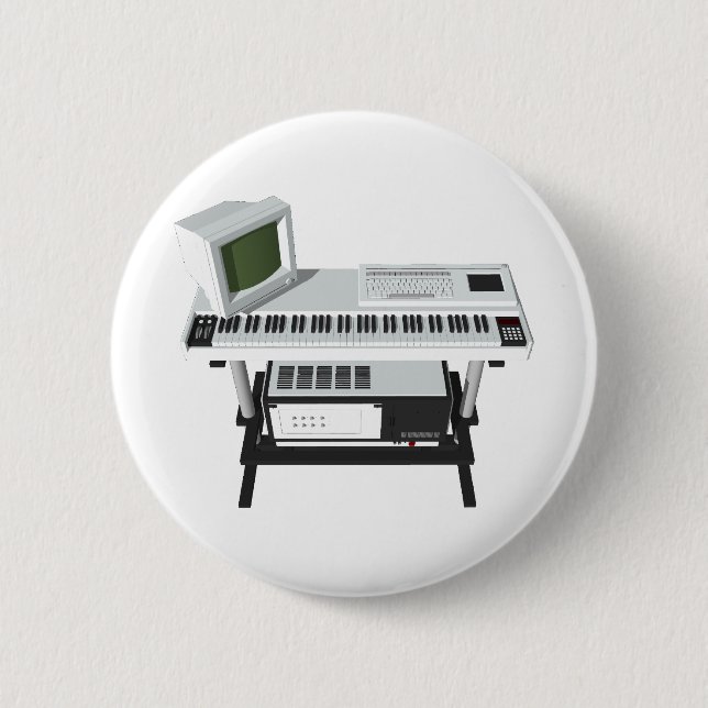 Chapa Redonda De 5 Cm Teclado de ejemplo estilo 80: Modelo 3D: (Anverso)