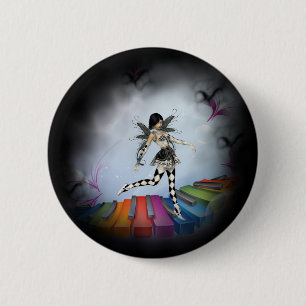 Chapa Redonda De 5 Cm Teclado musical Faerie Vignette