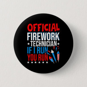 Chapa Redonda De 5 Cm Técnico Oficial de Fuegos Artificiales Día de la I