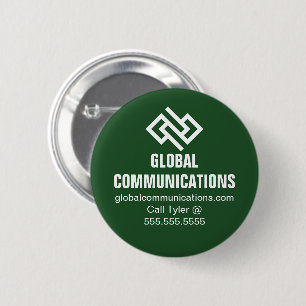 Chapa Redonda De 5 Cm Tecnología Cibernética Verde Empresa Informática P
