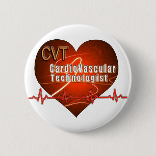 Chapa Redonda De 5 Cm Tecnólogo cardiovascular del LOGOTIPO del CORAZÓ