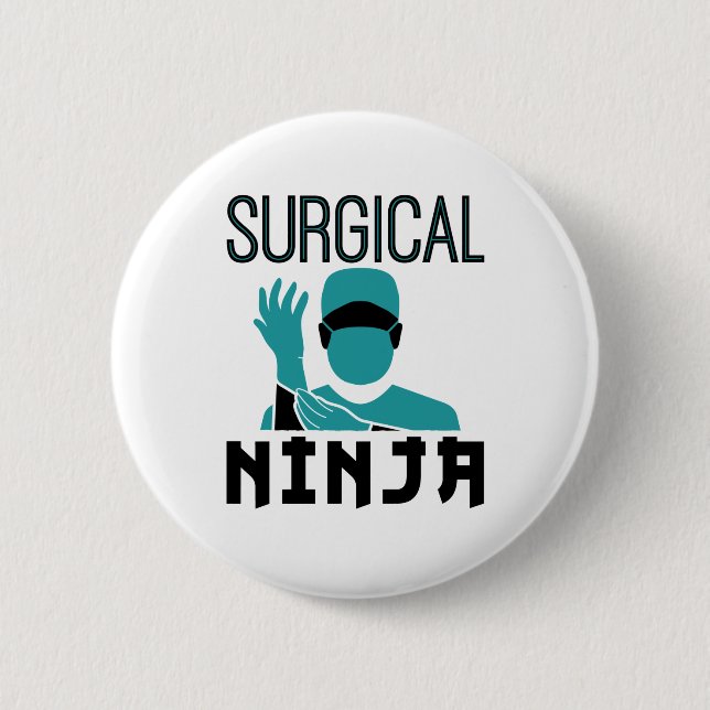 Chapa Redonda De 5 Cm Tecnólogo técnico quirúrgico Ninja Scrub (Anverso)