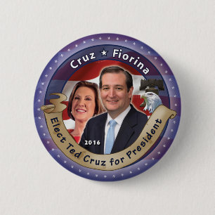 Chapa Redonda De 5 Cm Ted Cruz y Carly Fiorina