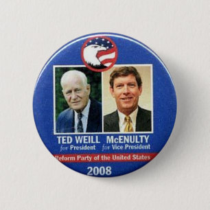 Chapa Redonda De 5 Cm Ted Weill para el presidente 2008