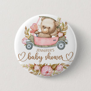 Chapa Redonda De 5 Cm Teddy Bear Baby Bear Baby Shower Floral