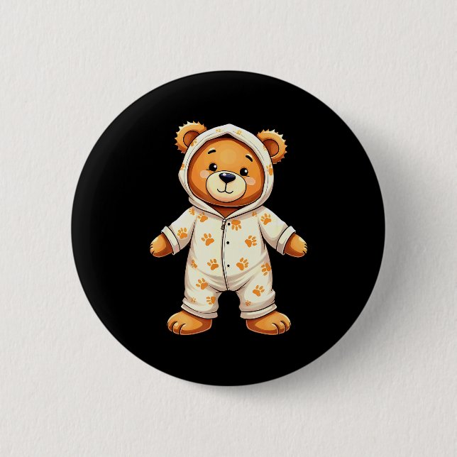 Chapa Redonda De 5 Cm Teddy Bear Wearing Pajamas  (Anverso)