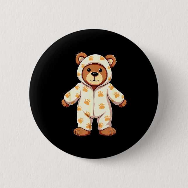 Chapa Redonda De 5 Cm Teddy Bear Wearing Pajamas  (Anverso)