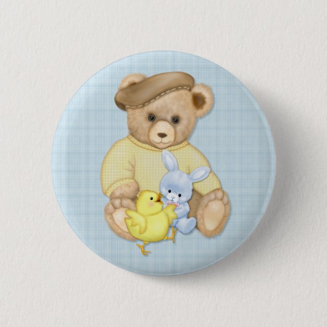 Chapa Redonda De 5 Cm Teddy Boy Easter (Anverso)