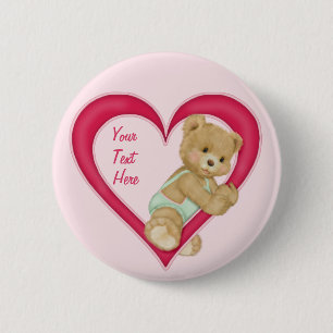 Chapa Redonda De 5 Cm Teddy Heart - Personalizar