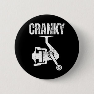 Chapa Redonda De 5 Cm Tee De Pesca Gracioso Para Hombres Cranky Pescador