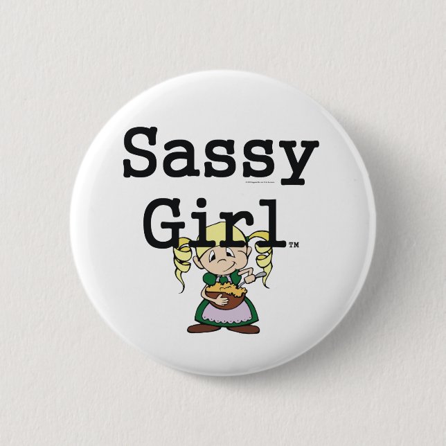 Chapa Redonda De 5 Cm TEE Sassy Chica (Anverso)