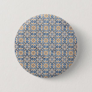 Chapa Redonda De 5 Cm teja vieja de Portugal de la decoración azul de