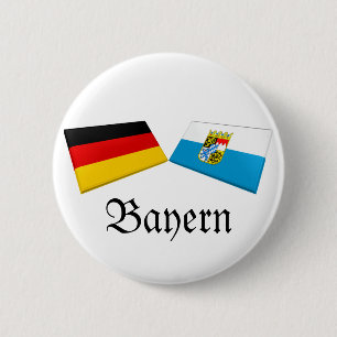 Chapa Redonda De 5 Cm Tejas de la bandera de Baviera, Alemania