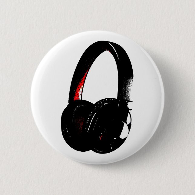 Chapa Redonda De 5 Cm Teléfono de cabeza de arte pop para auriculares (Anverso)
