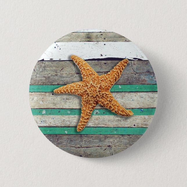 Chapa Redonda De 5 Cm Tema de la playa Starfish Boda Rustic (Anverso)
