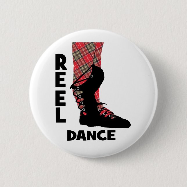 Chapa Redonda De 5 Cm Tema del baile rural de Reel Dance Scottish (Anverso)