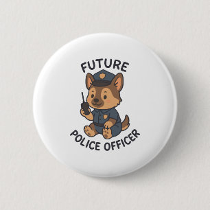 Chapa Redonda De 5 Cm Tema del futuro de agente de policía de Cute Dog