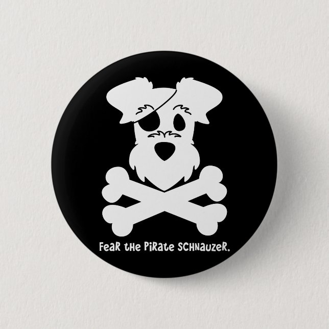 Chapa Redonda De 5 Cm Tema el Schnauzer del pirata (Anverso)