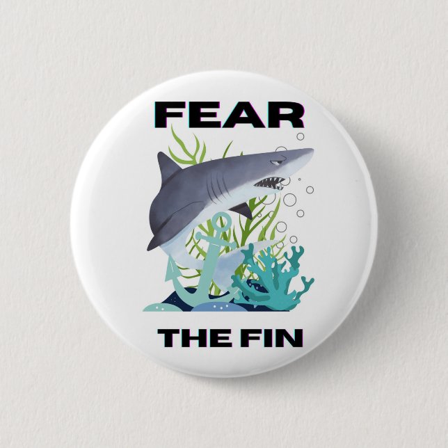 Chapa Redonda De 5 Cm temer al tiburón aleta (Anverso)