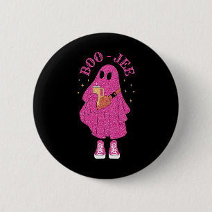 Chapa Redonda De 5 Cm Temporada espeluznante Fantasma Rosa Halloween Dis