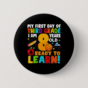 Chapa Redonda De 5 Cm Tengo 8 años listos para aprender mi hijo a la esc