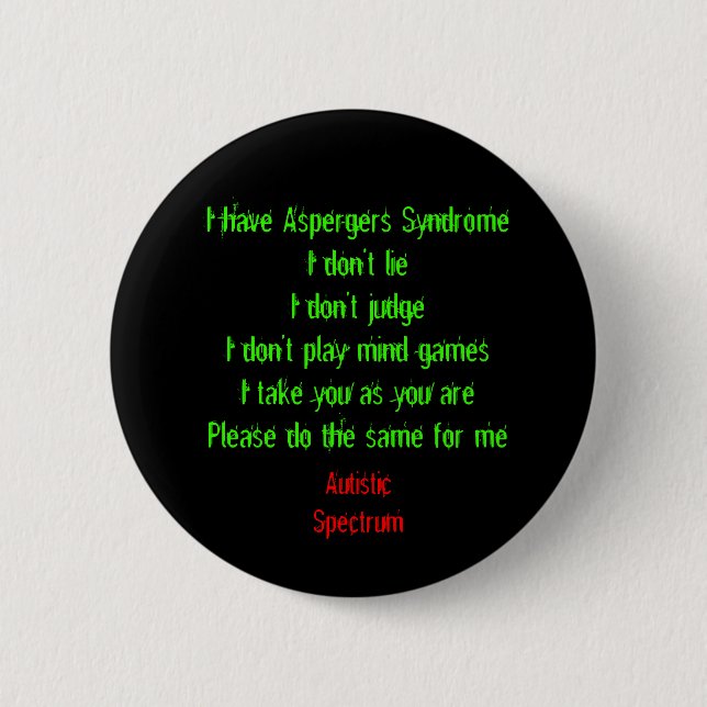 Chapa Redonda De 5 Cm Tengo Aspergers (Anverso)