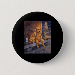 Chapa Redonda De 5 Cm Tengo ese perro en mí Funny Poodle fumando cerveza