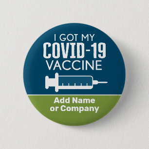 Chapa Redonda De 5 Cm Tengo mi vacuna Covid-19 - Agregar nombre de empre