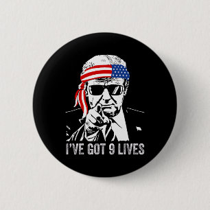 Chapa Redonda De 5 Cm Tengo nueve vidas - Trump divertido