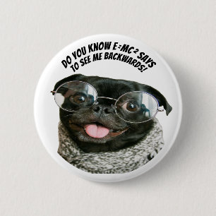 Chapa Redonda De 5 Cm Teoría divertida del perro pug chino agudo cuentos