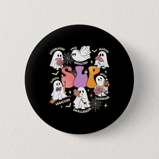 Chapa Redonda De 5 Cm Terapia Del Discurso Fantasía Sopa Halloween Fanta (Anverso)