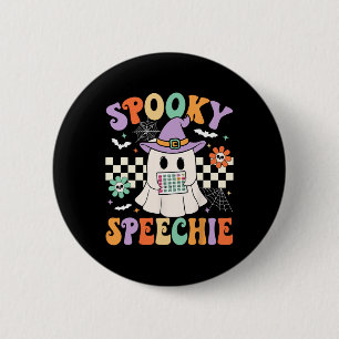 Chapa Redonda De 5 Cm Terapia del habla hablada hablada Halloween Retro