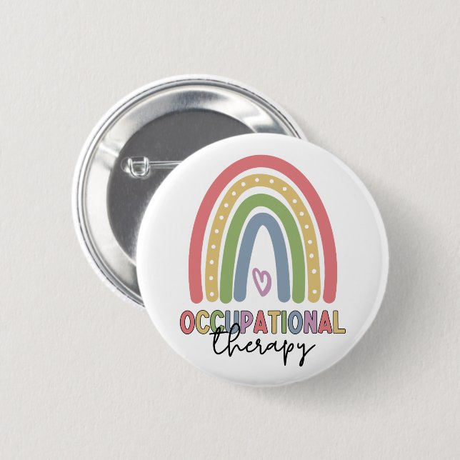 Chapa Redonda De 5 Cm Terapia ocupacional al arcoiris terapista (Anverso y reverso)