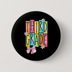 Chapa Redonda De 5 Cm Tercer Grado Equipo Retro Coquette Regreso A Clase